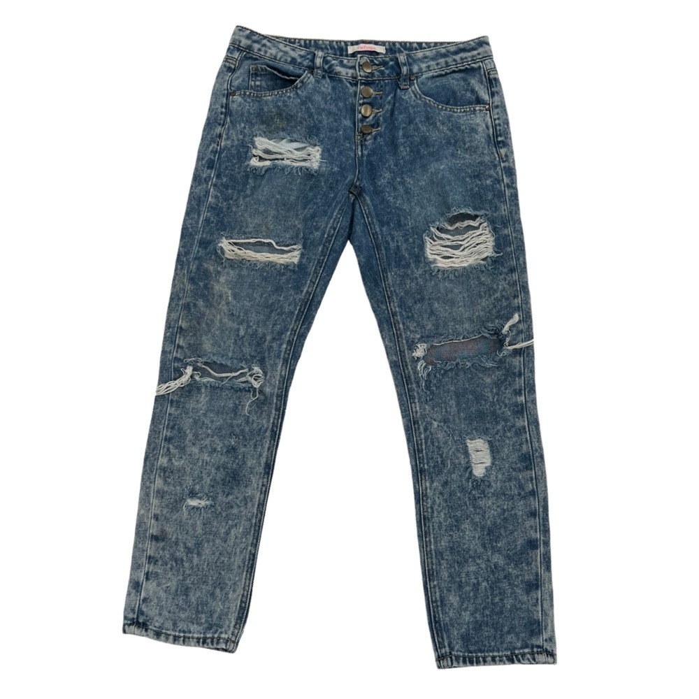 Refuge Button Fly Straight Leg Distressed Jeans Size 2 Women’s
